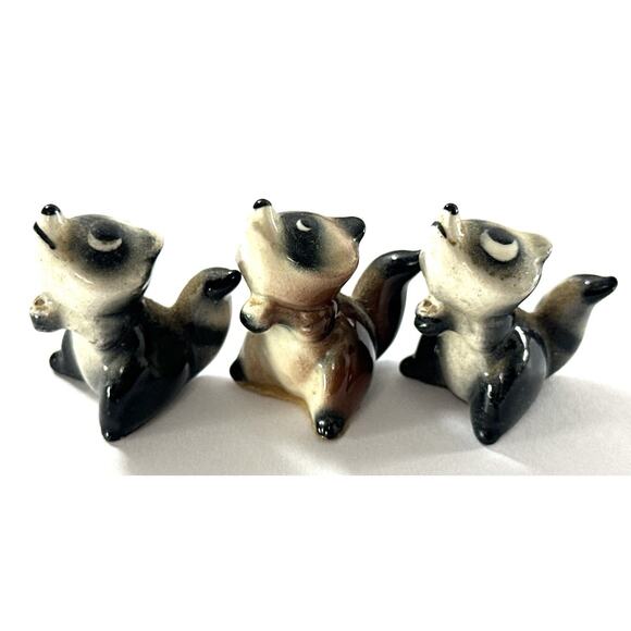 Hagen-Renaker Raccoon Miniatures Set of 3 Vintage Ceramic Figurines - Picture 1 of 6